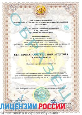 Образец сертификата соответствия аудитора №ST.RU.EXP.00014299-1 Чернушка Сертификат ISO 14001